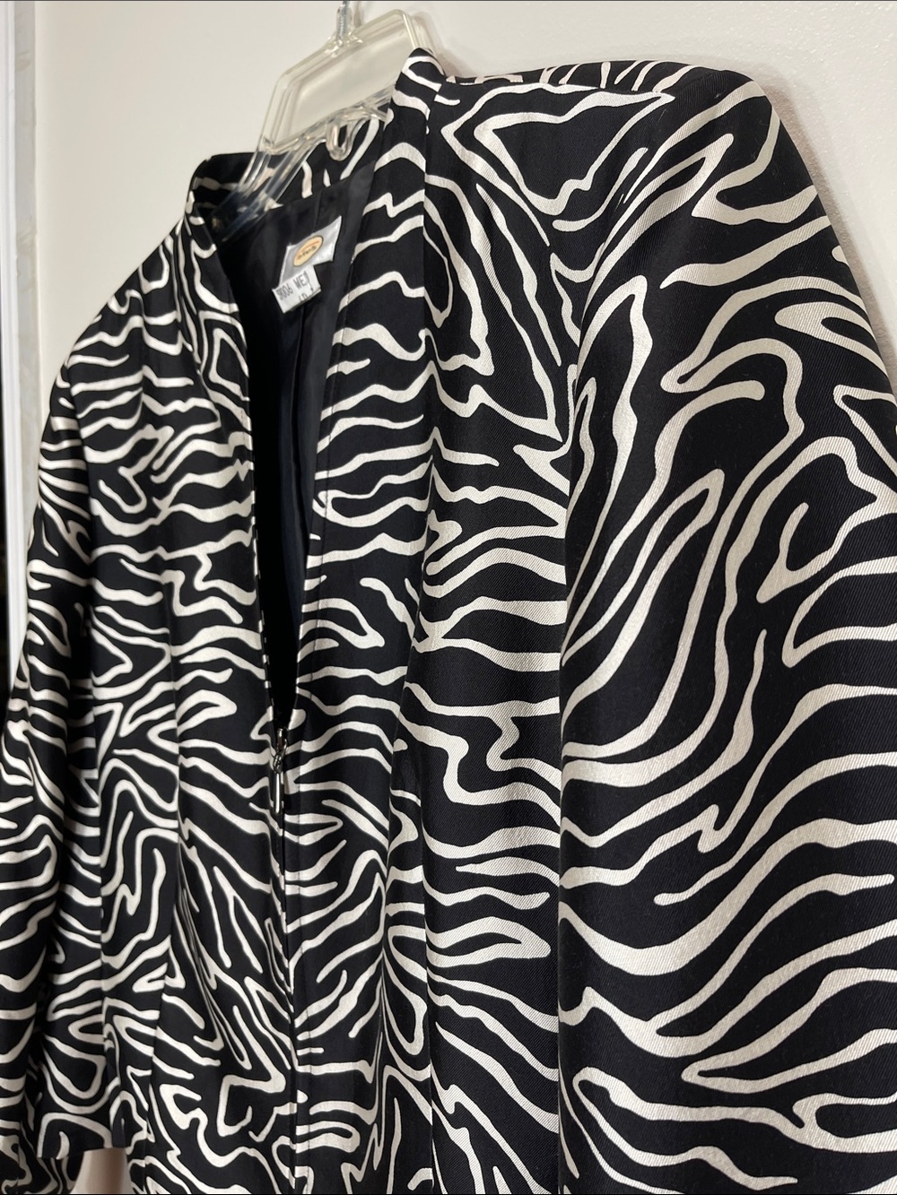 Talbots Silk Wool Zebra Zipper Front Blazer - Picture 6 of 12